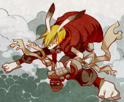 Rule 34 | 00s, 1boy, bandages, blonde hair, rabbit, furry, furry male, goggles, goggles around neck, king kazma, male focus, red eyes, rikose, solo, summer wars