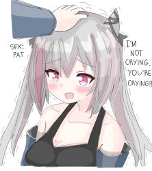 Rule 34 | 1girl, artist request, azur lane, bare shoulders, blush, gradient hair, grey hair, hair horns, hand on another&#039;s head, headpat, long hair, multicolored hair, open mouth, out of frame, pink hair, san francisco (azur lane), simple background, solo focus, trembling, twintails, upper body, white background