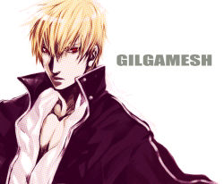 Rule 34 | 1boy, blonde hair, character name, fate/stay night, fate/zero, fate (series), gilgamesh (fate), joejoejoe, male focus, official alternate costume, open clothes, red eyes, solo, texture