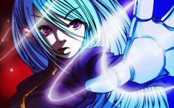 Rule 34 | 1girl, aqua hair, blue hair, breasts, falcoon, gloves, highres, kula diamond, large breasts, lips, long hair, negativezero, purple eyes, snk, solo, the king of fighters, vector trace