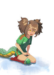 Rule 34 | 1girl, 2022 fifa world cup, adidas, ball, dark-skinned female, dark skin, hair ornament, jewelry, mechico, mexico, open mouth, panties, personification, quetzalcoatl (mythology), sad, simple background, smile, soccer, soccer ball, soccer uniform, solo, sportswear, tears, twintails, underwear, uniform, world cup, wristband, yellow eyes, yugen99