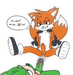 Rule 34 | 2boys, aftersex, anal, anonanim, cum, cum in ass, cumdrip, erection, evil grin, evil smile, furry, furry male, gaping, grin, highres, lying, male focus, male penetrated, multiple boys, naughty face, penis, piercing, scourge the hedgehog, size difference, smile, smirk, sonic (series), tails (sonic), text focus, yaoi