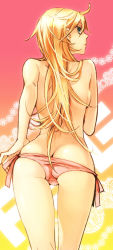 Rule 34 | 10s, 1girl, ass, back, blonde hair, butt crack, green eyes, kuro (qqaid), long image, looking back, lowleg, lowleg panties, panties, panties only, panty &amp; stocking with garterbelt, panty (psg), panty pull, side-tie panties, solo, tall image, topless, underwear, underwear only