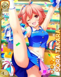 1girl blue_buruma breasts brown_eyes buruma cheerleader girlfriend_(kari) medium_breasts red_hair solo takara_sora