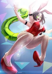 Rule 34 | 1girl, four armed, green eyes, indie virtual youtuber, rabbit ears, radia active, scorpion tail, tail