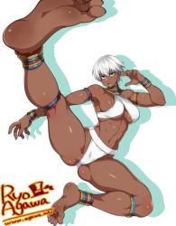 Rule 34 | 1girl, agawa ryou, dark skin, dark-skinned female, elena (street fighter), feet, female focus, short hair, solo, street fighter