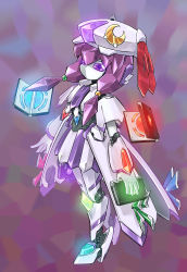 Rule 34 | 1girl, bad id, bad pixiv id, beret, book, crescent, female focus, floating, floating object, from side, full body, hat, holding, holding book, homura subaru, humanoid robot, joints, long hair, machinery, mecha musume, medarot, patchouli knowledge, profile, purple eyes, robot, robot joints, solo, standing, touhou, very long hair