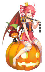 Rule 34 | &gt;:d, 1girl, :d, ahoge, chain, crown, drill hair, elrowa, halloween, highres, jack-o&#039;-lantern, kasane teto, looking at viewer, open mouth, red eyes, red hair, sitting, smile, solo, twin drills, utau, v-shaped eyebrows