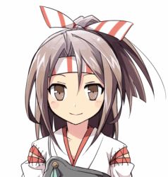 Rule 34 | 00tea, 10s, 1girl, :d, animated, animated gif, blush, brown eyes, brown hair, emofuri, closed eyes, facing viewer, hachimaki, head tilt, headband, japanese clothes, kantai collection, long hair, looking at viewer, lowres, md5 mismatch, muneate, open mouth, smile, solo, ugoira, upper body, white background, zuihou (kancolle)
