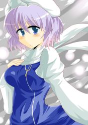 Rule 34 | 1girl, bad id, bad pixiv id, blue eyes, blush, breasts, female focus, hat, highres, large breasts, letty whiterock, light purple hair, short hair, snow, solo, touhou, wedge (tyrl stride)