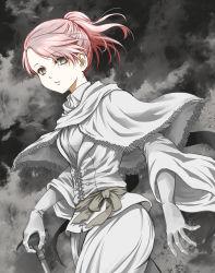 Rule 34 | 1girl, absurdres, bloodborne, breasts, cane, capelet, commentary request, cross-laced clothes, double-breasted, gloves, highres, holding, holding cane, iosefka, jacket, looking at viewer, medium breasts, parted lips, ponytail, shimoda masaya, shirt, short hair, skirt, solo, white capelet, white jacket, white shirt, white skirt