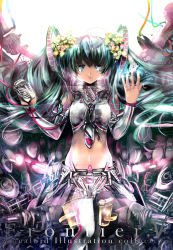 Rule 34 | 1girl, alternate costume, flower, hair flower, hair ornament, hatsune miku, heco (mama), highres, long hair, midriff, navel, solo, twintails, vocaloid
