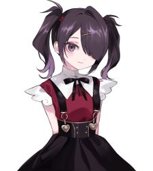 1girl ame-chan_(needy_girl_overdose) ame-chan_waku-waku_date_game arms_behind_back black_eyes black_hair black_ribbon black_skirt closed_mouth collared_shirt cowboy_shot hair_ornament hair_over_one_eye long_hair looking_at_viewer maruino neck_ribbon needy_girl_overdose non-web_source official_art red_shirt ribbon shirt simple_background skirt smile solo suspender_skirt suspenders transparent_background twintails x_hair_ornament