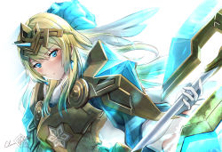 Rule 34 | 1girl, :o, absurdres, armor, armored dress, axe, bad id, bad pixiv id, battle axe, blonde hair, blue dress, blue eyes, blue hair, blush, breastplate, clear glass (mildmild1311), commentary request, dress, earrings, fire emblem, fire emblem heroes, fjorm (fire emblem), gloves, gradient hair, hair ornament, highres, holding, holding axe, holding weapon, jewelry, long hair, long sleeves, looking at viewer, multicolored hair, nintendo, official alternate costume, parted lips, shoulder armor, signature, solo, tiara, twitter username, two-tone hair, upper body, weapon, white background, white gloves