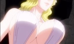 Rule 34 | animated, aphrodite (shuumatsu no valkyrie), blonde hair, blue eyes, bouncing breasts, breasts, cleavage, flower, flower on head, large breasts, mature female, revealing clothes, shuumatsu no valkyrie