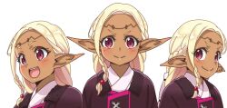 Rule 34 | 1girl, blonde hair, closed mouth, edomae elf, elf, japanese clothes, long hair, looking at viewer, miko, official art, pointy ears, red eyes, transparent background, yordeilla lila fenomenea