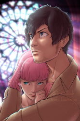 Rule 34 | 2boys, blue eyes, catherine (game), highres, multiple boys, pink hair, rin (catherine), short hair, trap, vincent brooks
