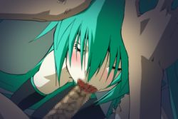 Rule 34 | 1boy, 1girl, :&gt;=, animated, animated png, aqua hair, bare shoulders, blush, censored, closed eyes, deepthroat, detached sleeves, fellatio, hands on another&#039;s head, hatsune miku, head grab, hetero, irrumatio, long hair, lowres, md5 mismatch, mosaic censoring, open mouth, oral, penis, sex, sitting, tekuteku (yuuhodou), twintails, veins, veiny penis, very long hair, vocaloid