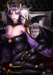 Rule 34 | breasts, cleavage, demon, demon girl, digimon, digimon (creature), fallen angel, highres, large breasts, lilithmon, mark of evil, wings