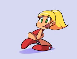 Rule 34 | 1girl, animated, animated gif, blonde hair, capcom, child, commentary, dress, eyebrows, flat chest, full body, green eyes, mega man (classic), mega man (series), panties, pepipopo, ponytail, red dress, roll (mega man), shadow, shoes, sleeveless, sleeveless dress, solo, underwear, walking