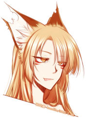 Rule 34 | 1girl, :p, animal ears, blonde hair, closed mouth, dated, eyeshadow, facial mark, fox ears, konshin, long hair, makeup, original, portrait, signature, simple background, solo, tongue, tongue out, white background, yellow eyes