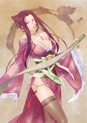 Rule 34 | 1girl, bare shoulders, breasts, brown hair, chinese clothes, chinese text, cleavage, dong fang shou, dress, frills, genderswap, genderswap (mtf), glasses, hair ornament, hanfu, highres, jewelry, large breasts, long hair, necklace, onigiri-kun (demmy), original, purple eyes, scroll, side slit, sleeves past wrists, solo, thighhighs