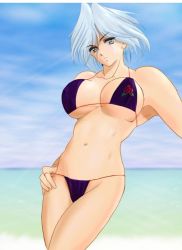 Rule 34 | 1girl, bikini, breasts, christie (doa), cleavage, dead or alive, large breasts, navel, short hair, swimsuit, tagme, tecmo, underboob, white hair