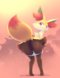 Rule 34 | 1girl, absurdres, animal ear fluff, animal ears, animal feet, animal hands, animal nose, anus, b-epon, black fur, body fur, braixen, cleft of venus, closed mouth, creatures (company), day, feet, female focus, fox ears, fox girl, fox tail, full body, furry, furry female, game freak, gen 6 pokemon, grass, hands on own knees, happy, highres, knees together feet apart, looking at viewer, multicolored fur, neck fur, nintendo, outdoors, pokemon, pokemon (creature), pussy, red eyes, smile, snout, solo, tail, uncensored, white fur, yellow fur