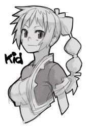 Rule 34 | 1girl, chrono cross, commentary request, greyscale, kid (chrono cross), monochrome, multi-tied hair, rumie, solo, tagme