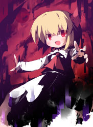 Rule 34 | 1girl, ascot, bad id, bad pixiv id, blonde hair, embodiment of scarlet devil, fang, female focus, hair ribbon, mumei (miwikiizmknt), red eyes, ribbon, rumia, short hair, solo, touhou