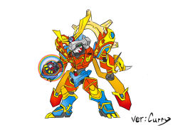 Rule 34 | armor, bandai, chibi, digimon, digimon frontier, digivice, full armor, highres, male focus, mecha, no humans, robot, simple background, solo, susanoomon, white background