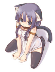 Rule 34 | 7010, animal ears, braid, lowres, solo, tail, thighhighs, twin braids