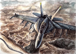 Rule 34 | aircraft, airplane, cockpit, desert, dessert, f-18, farm, fighter jet, flying, food, helmet, jet, military, military vehicle, missile, mountain, no humans, original, pilot, pilot suit, realistic, road, sato (z33-000308), signature, sky, traditional media, tree, united states, vehicle focus