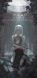 Rule 34 | 2girls, abandoned, angelia (girls&#039; frontline), barbed wire, bare shoulders, belt, blurry, blurry foreground, bob cut, book, brown dress, brown hair, buckle, choppy bangs, closed eyes, closed mouth, collarbone, dress, facing viewer, full body, girls&#039; frontline, gun, hair over one eye, handgun, highres, holding, holding gun, holding weapon, hug, hug from behind, indoors, long bangs, long hair, mai (xskdizzy), multiple girls, neckerchief, overgrown, parted lips, partially submerged, plant, red neckerchief, rpk-16 (girls&#039; frontline), ruins, short hair, sleeveless, sleeveless dress, smile, socks, teeth, tree, unconscious, vines, water, weapon, white dress, white hair, white socks