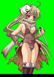 Rule 34 | assassin cross (ragnarok online), breasts, brown hair, cameltoe, cleavage, colored eyelashes, dagger, hakoiri nyanko, highres, huge breasts, knife, mask, ponytail, ragnarok online, red eyes, scarf, solo, weapon
