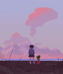 Rule 34 | 1girl, amphibia, anne boonchuy, clobbyclobsters, cloud, curly hair, golden hour, highres, jacket, sky, sprig plantar