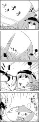 Rule 34 | 2girls, 4koma, :d, arms up, bow, bowl, comic, commentary request, curry, empty eyes, fire, food, fruit, frying pan, giant, giantess, greyscale, hair bow, hair ribbon, hair tubes, hakurei reimu, hat, highres, hinanawi tenshi, horns, ibuki suika, jitome, ladle, long hair, low-tied long hair, monochrome, multiple girls, oni, oni horns, open mouth, oversized object, peach, ribbon, shaded face, smile, steam, sweatdrop, tani takeshi, text focus, touhou, translation request, trembling, tress ribbon, very long hair, yukkuri shiteitte ne, | |
