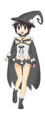 Rule 34 | 10s, 1girl, ahoge, black hair, cape, choker, flat chest, hat, kazumi (madoka magica), llio, magical girl, mahou shoujo kazumi magica, mahou shoujo madoka magica, official style, open mouth, red eyes, short hair, skirt, smile, solo, witch hat