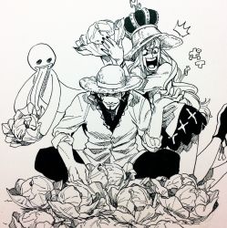 Rule 34 | 1boy, 1girl, age difference, dracule mihawk, food, highres, one piece, perona, scary, scary face, vegetable