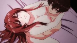 Rule 34 | 1girl, anehame ore no hatsukoi ga jisshi na wake ga nai, animated, animated gif, brother and sister, closed eyes, completely nude, from above, girl on top, hand on another&#039;s shoulder, hug, incest, long hair, moaning, mole, mole under eye, nude, open mouth, red hair, sakagami rio, siblings, sitting, sitting on person, waist grab