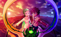 Rule 34 | 00s, 1boy, 1girl, as109, bad id, bad pixiv id, barefoot, breasts, eureka (eureka seven), eureka seven, eureka seven (series), green hair, hetero, highres, holding hands, purple eyes, renton thurston, small breasts, wings