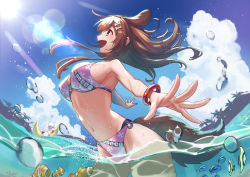Rule 34 | 1girl, animal ears, banana boat, bare shoulders, bikini, blue eyes, blush, bob-the-bison, bone hair ornament, braid, breasts, brown eyes, brown hair, cat girl, cleavage, dog ears, dog girl, dog tail, hair ornament, hololive, hololive gamers, inugami korone, jewelry, large breasts, long hair, looking at viewer, navel, nekomata okayu, ocean, open mouth, ring, short hair, smile, solo, swimsuit, tail, twin braids, virtual youtuber, water drop