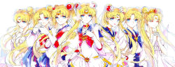 Rule 34 | 1990s (style), 1girl, 6+girls, :p, ;o, bishoujo senshi sailor moon, bishoujo senshi sailor moon sailor stars, blonde hair, blue eyes, blue sailor collar, bow, brooch, choker, circlet, crescent, crescent facial mark, crescent moon, double bun, earrings, elbow gloves, eternal sailor moon, closed eyes, facial mark, forehead mark, gloves, hair ornament, hairclip, heart, heart brooch, highres, interlocked fingers, jewelry, jyu (foliumfici), kodansha, long hair, moon, multiple girls, multiple persona, neo queen serenity, aged up, one eye closed, own hands clasped, own hands together, princess serenity, red bow, retro artstyle, sailor collar, sailor moon, school uniform, serafuku, smile, super sailor moon, tiara, tongue, tongue out, tsuki ni kawatte oshioki yo, tsukino usagi, twintails, white gloves, wince, wing brooch, yawning