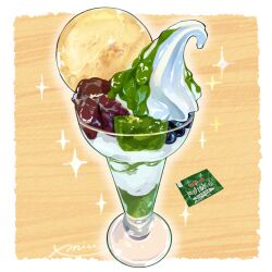 blueberry food food_focus fruit highres ice_cream miri_illust no_humans original parfait signature soft_serve still_life syrup