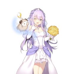 Rule 34 | bouquet, breasts, cleavage, cowboy shot, flower, hand to own mouth, holding, holding bouquet, jewelry, miss barbara, necklace, official art, pointy ears, solo, tagme, transparent background, uchi no hime-sama ga ichiban kawaii