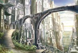 Rule 34 | arch, cityscape, k kanehira, plant, ruins, scenery, stairs