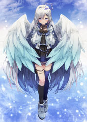 Rule 34 | 1girl, absurdres, amane kanata, amane kanata (work), angel, angel wings, ankle boots, aqua wings, asymmetrical legwear, belt, black dress, black gloves, black ribbon, blue hair, blue ribbon, blue sky, blue thighhighs, blue wings, blush, boots, cloud, colored inner hair, day, dress, eyelashes, feathered wings, feathers, full body, gloves, gradient clothes, gradient dress, gradient wings, hair down, hair ornament, hair over one eye, hairclip, halo, hands up, hat, highres, hololive, hood, hood down, hooded jacket, jacket, jewelry, kneehighs, light particles, long hair, long sleeves, md5 mismatch, multicolored hair, multicolored wings, neck ribbon, necklace, official alternate costume, open clothes, open jacket, own hands together, parted lips, partially fingerless gloves, pink hair, pleated dress, puffy long sleeves, puffy sleeves, purple eyes, resolution mismatch, ribbon, ripples, short dress, silver hair, single hair intake, single kneehigh, single sock, single thighhigh, sky, smile, socks, solo, source larger, standing, streaked hair, swept bangs, thigh strap, thighhighs, very long hair, virtual youtuber, w arms, water, white footwear, white jacket, white wings, wings, yukikawa sara, zipper, zipper pull tab