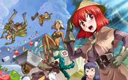 Rule 34 | :3, acolyte (ragnarok online), anger vein, armored boots, banana, bandaid, bandaid on head, bard (ragnarok online), belt, bikini, black eyes, black hair, blush stickers, boots, bottle, bracelet, braid, brown belt, brown capelet, brown dress, brown footwear, brown gloves, brown hair, brown pants, brown shirt, brown shorts, brown vest, candy, capelet, cart, cloud, cowboy shot, dancer (ragnarok online), day, dress, flying, food, fruit, full body, gloves, green hair, grey eyes, hat, highres, holding, holding instrument, instrument, jewelry, lake, layered sleeves, licking, lollipop, long hair, long sleeves, looking to the side, lute (instrument), mage (ragnarok online), merchant (ragnarok online), mizuki hitoshi, mountain, official art, official wallpaper, open mouth, outdoors, pants, pants under shorts, poporing, poring, potion, ragnarok online, red eyes, red hair, rice hat, sandals, scabbard, sequins, sheath, shirt, shoes, short hair, short over long sleeves, short sleeves, shorts, silver hair, slime (creature), spoken anger vein, swimsuit, swordsman (ragnarok online), tongue, tree, twintails, vest, vial, wallpaper, watermark, white dress, yellow bikini