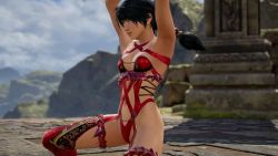 Rule 34 | 3d, armpits, black hair, breasts, cleavage, cosplay, highres, isabella valentine (cosplay), small breasts, soul calibur, soulcalibur, soulcalibur vi, talim