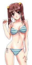 Rule 34 | 1girl, bikini, front-tie top, highres, nanno koto, side-tie bikini bottom, solo, source request, striped bikini, striped clothes, swimsuit, third-party edit, twintails